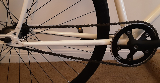 Photo of new 38T chainring on the 6KU fixie bicycle