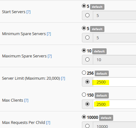 WHM Apache Global Configuration Options