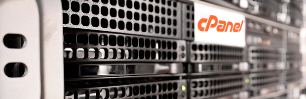 Decorative title image of server in rack with cPanel logo