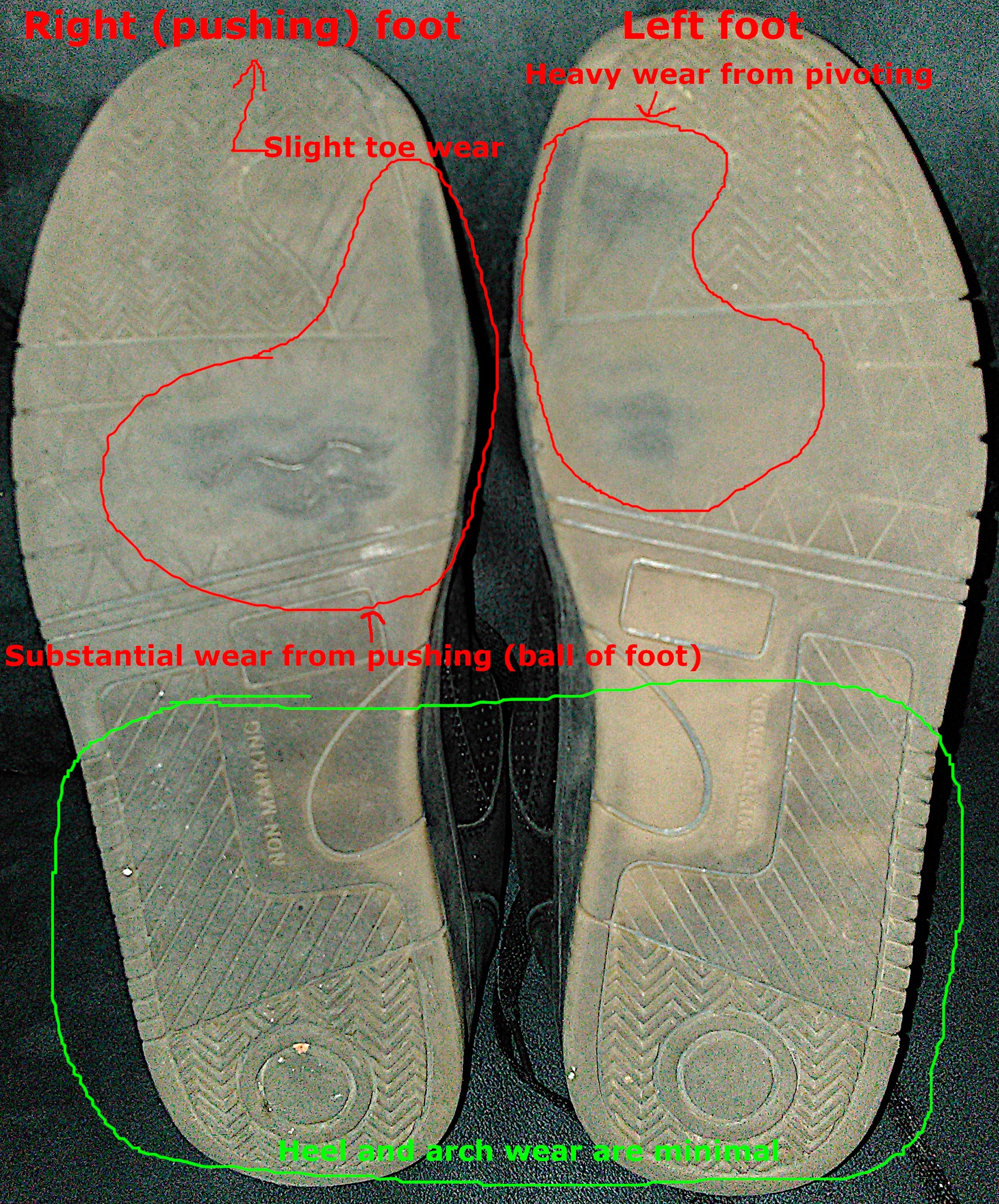 Harsh Arabica skate shoe sole wear after 1 year of steady longboarding