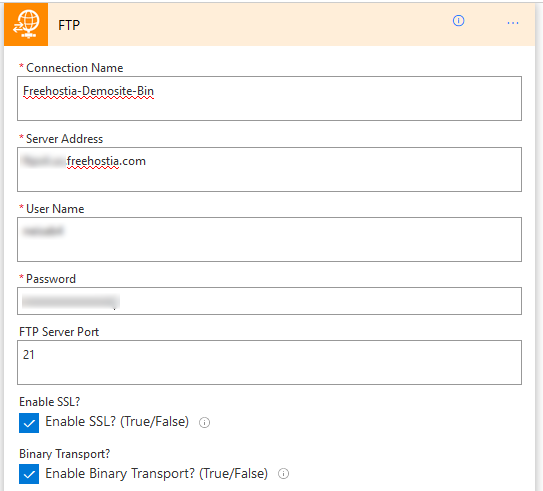 FTP or FTPS connector setup in MS Power Automate (Flow)