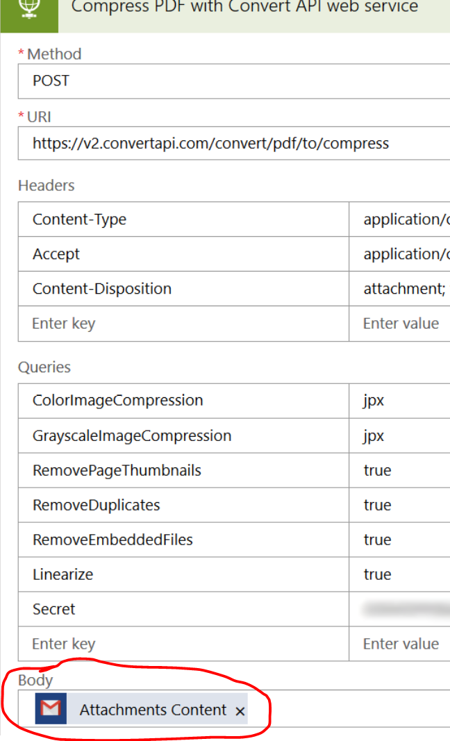 Passing raw PDF content from an email attachment into ConvertAPI