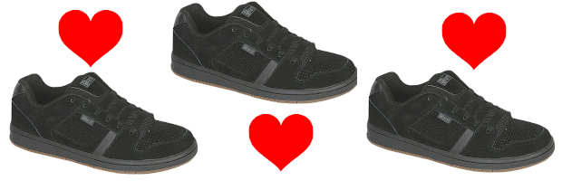 Title image of 3 Harsh Arabica shoes offset with 3 hearts