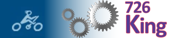 Decorative title image of the Rowbike logo, three gears and the 726 King text