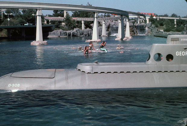 More Mermaids basking on a rock in the Submarine Voyage, with Sub in foreground
