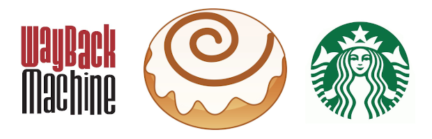 Decorative title image of archive.org and Starbucks logos with cinnamon roll clip art